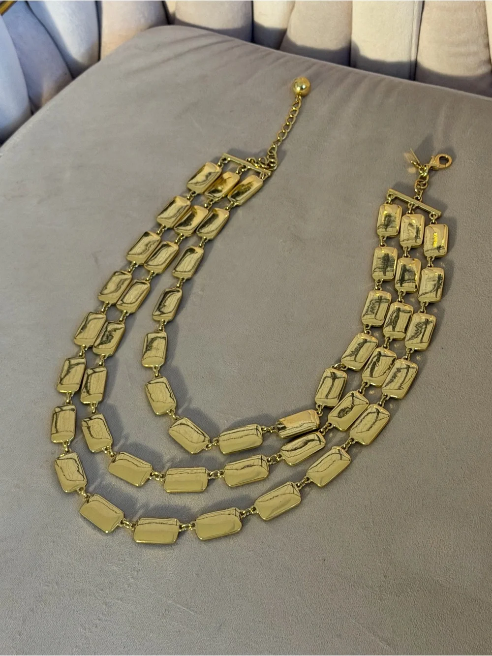 Kate Spade Park Guell Black Enamel Gold Triple Strand Statement Necklace